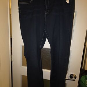 Dark Blue Denim Jeans with Classic Stitching